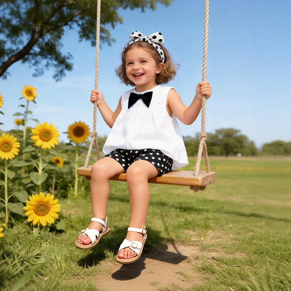 Toddler Girls’ Adjustable Strap Sandals - WHITE - 1