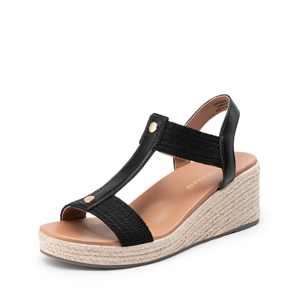 Women’s Comfortable Wedge Sandals - BLACK -  0