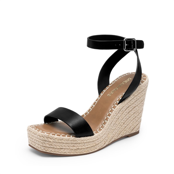 Women’s Chic Wedge Heel Sandals - BLACK -  0