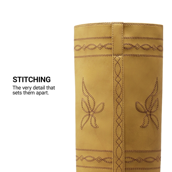 Women’s Square Toe Knee-High Western Boots - YELLOW - 9