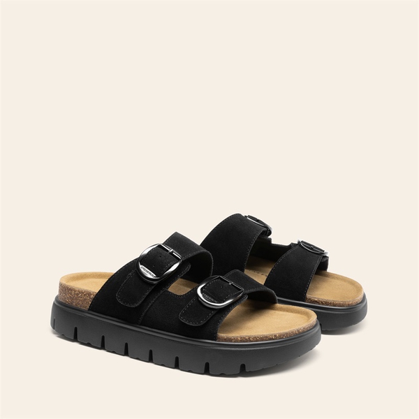 Women’s Platform Slide Sandals - BLACK - 4