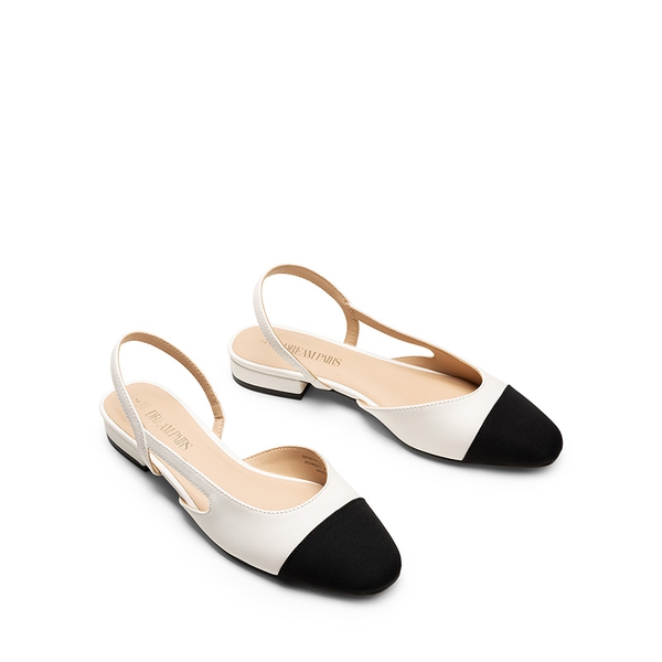 Women’s Cap Toe Slingback Flats - WHITE - 4