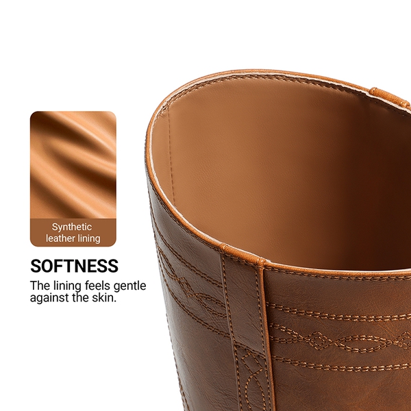 Women’s Square Toe Knee-High Western Boots - TAN - 7