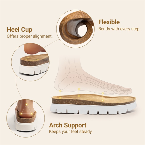 Women’s Platform Slide Sandals - BEIGE - 7