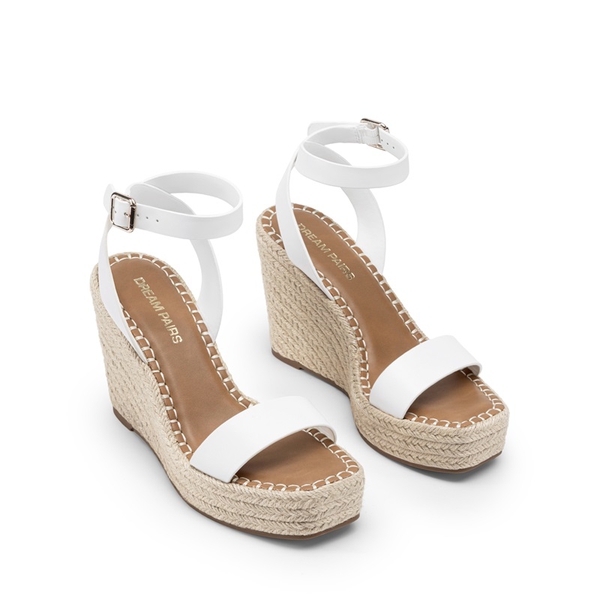 Women’s Chic Wedge Heel Sandals - WHITE - 4