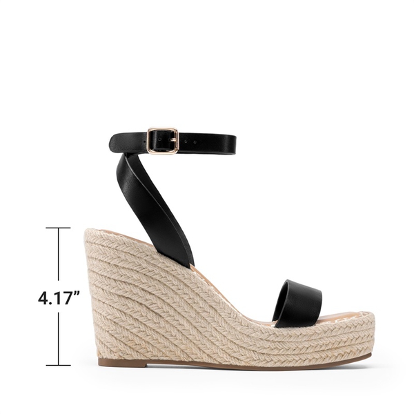Women’s Chic Wedge Heel Sandals - BLACK - 3
