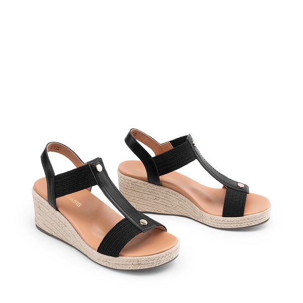 Women’s Comfortable Wedge Sandals - BLACK - 4