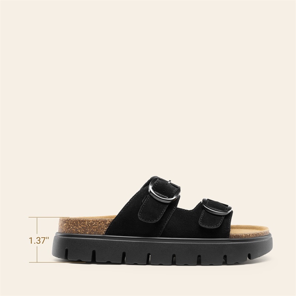 Women’s Platform Slide Sandals - BLACK - 3