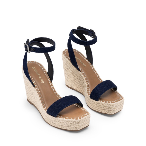 Women’s Chic Wedge Heel Sandals - DENIM - 4