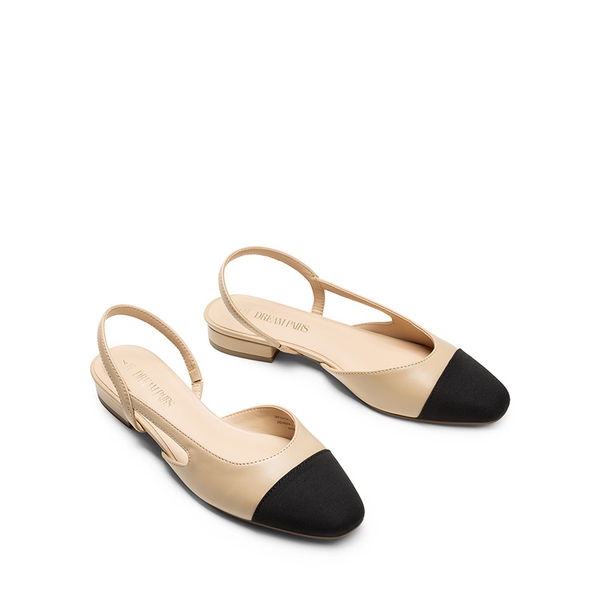 Women’s Cap Toe Slingback Flats - NUDE - 4