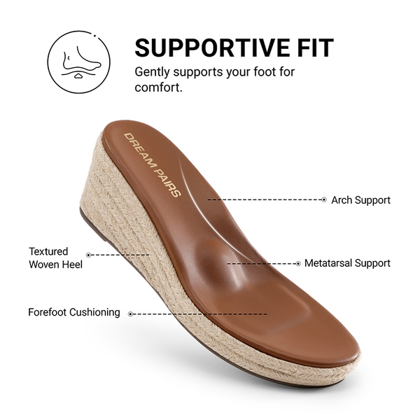 Women’s Comfortable Wedge Sandals - BROWN - 7