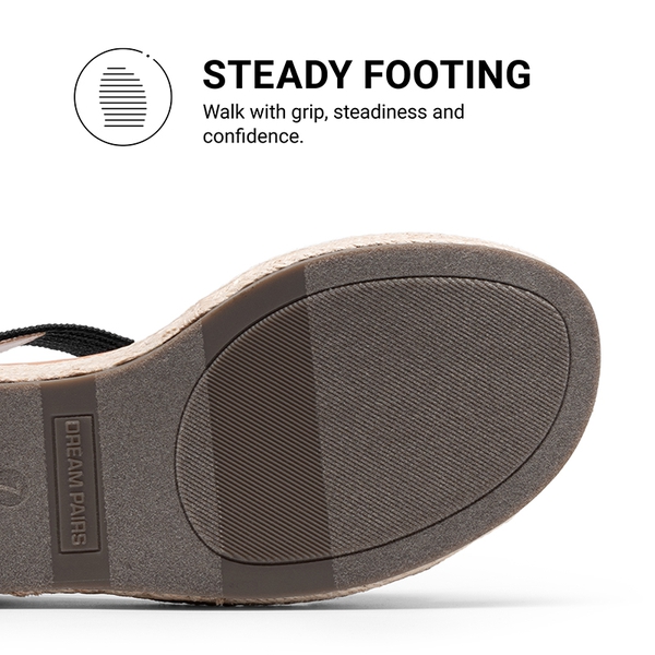 Women’s Comfortable Wedge Sandals - BLACK - 6