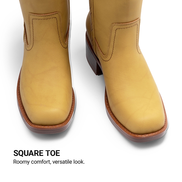 Women’s Square Toe Knee-High Western Boots - YELLOW - 6