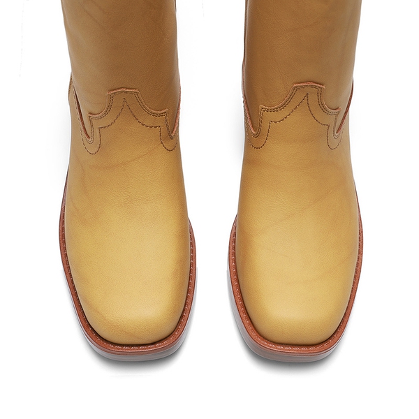 Women’s Retro Embroidered Tall Boots - YELLOW - 5