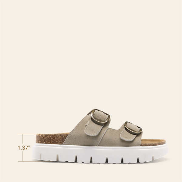 Women’s Platform Slide Sandals - BEIGE - 3