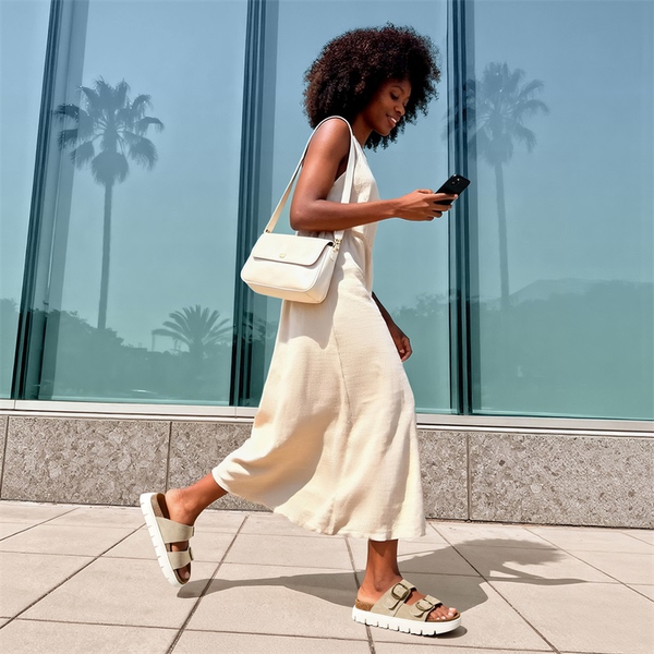 Women’s Platform Slide Sandals - BEIGE - 1
