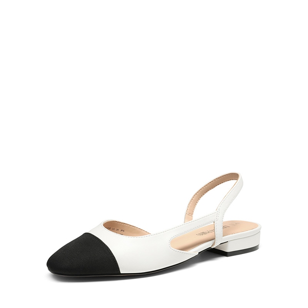 Women’s Cap Toe Slingback Flats - WHITE -  0