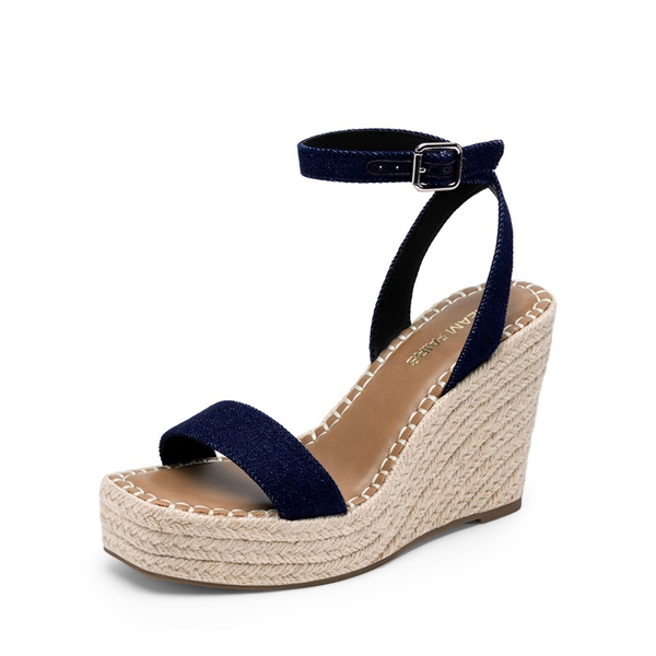 Women’s Chic Wedge Heel Sandals - DENIM -  0
