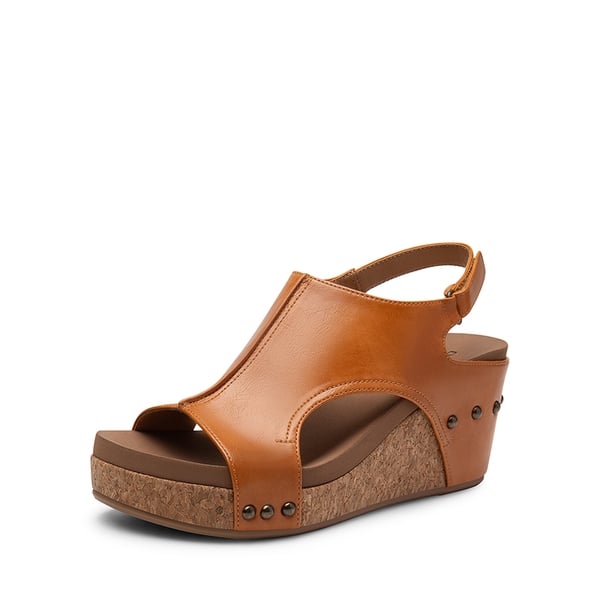 Practical Wedge Heel Sandals - TAN -  0
