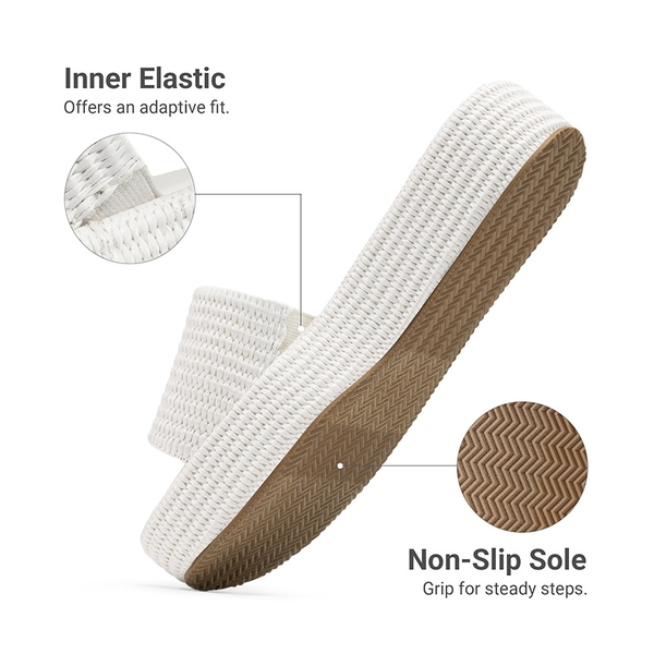 Women’s Woven Strap Slip-Resistant Espadrille Sandals - WHITE - 6