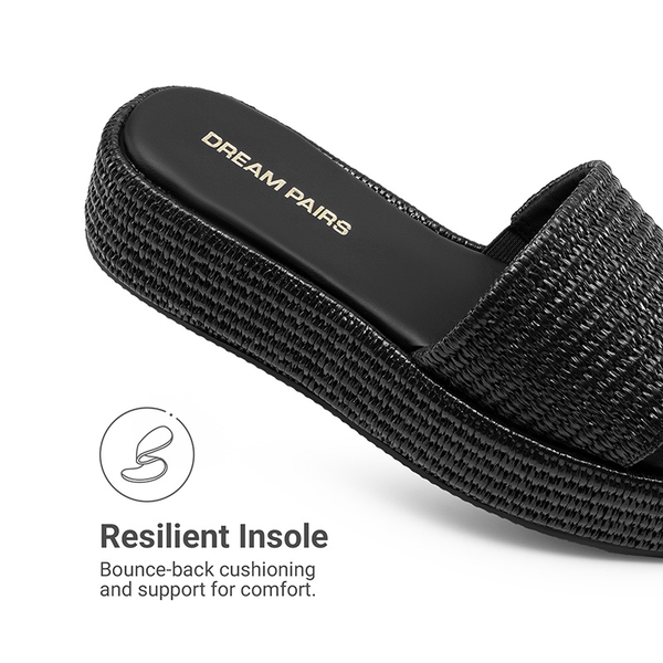 Women’s Woven Strap Slip-Resistant Espadrille Sandals - BLACK - 5