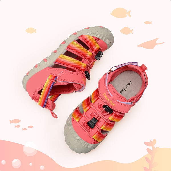 Kids’ Kick-Proof Closed Toe Sport Sandals - RED/RAINBOW - 5
