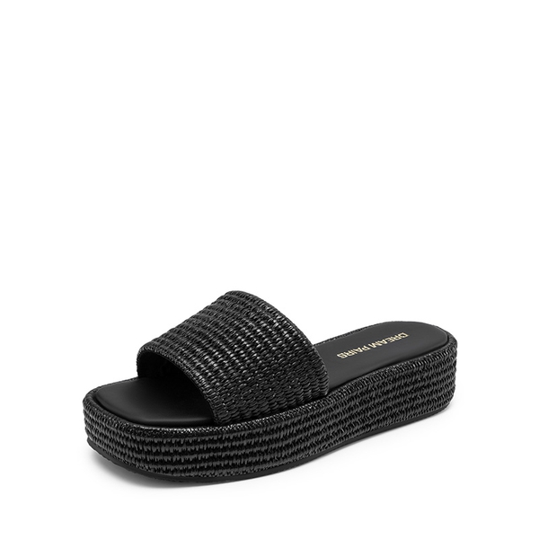 Women’s Woven Strap Slip-Resistant Espadrille Sandals - BLACK -  0
