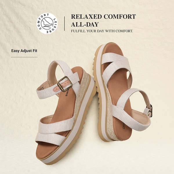 Women’s Adjustable Buckle Wedge Sandals - BEIGE - 4