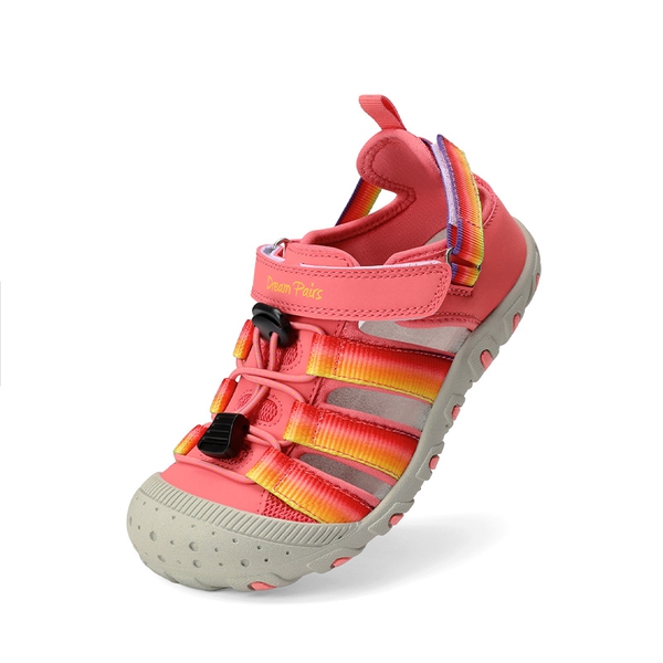 Kids’ Kick-Proof Closed Toe Sport Sandals - RED/RAINBOW -  0