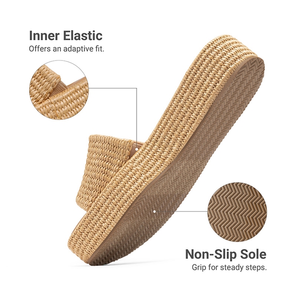 Women’s Woven Strap Slip-Resistant Espadrille Sandals - BROWN - 6
