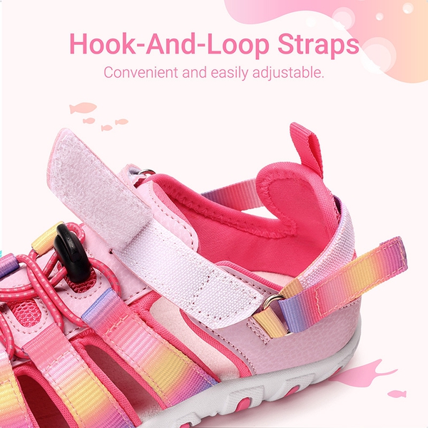 Kids’ Kick-Proof Closed Toe Sport Sandals - PINK/RAINBOW - 4