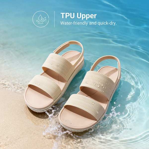 Women’s Lightweight Flat Sandals - BEIGE - 6