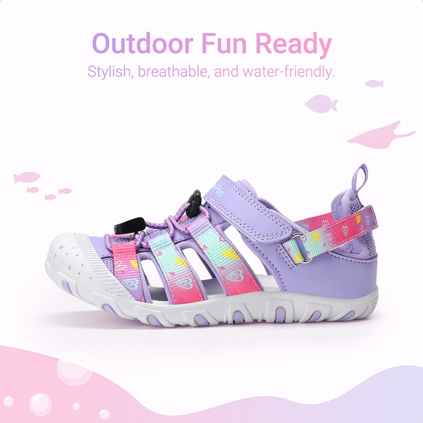 Kids’ Kick-Proof Closed Toe Sport Sandals - PURPLE - 2
