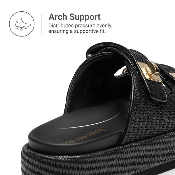 Women’s Adjustable Strap Chunky Platform Sandals - BLACK - 6