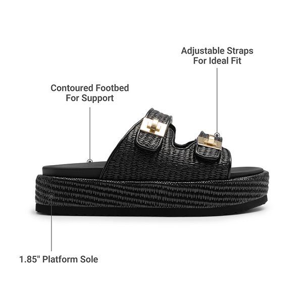 Women’s Adjustable Strap Chunky Platform Sandals - BLACK - 3