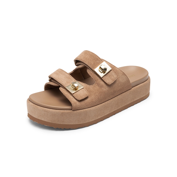 Women’s Adjustable Strap Chunky Platform Sandals - BROWN -  0