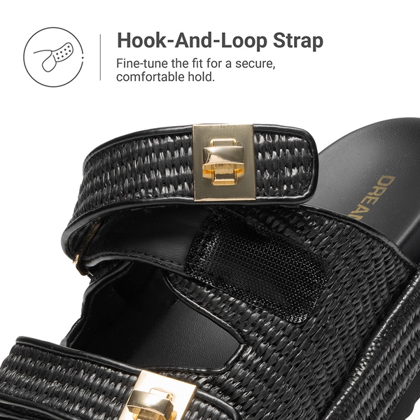 Women’s Adjustable Strap Chunky Platform Sandals - BLACK - 7