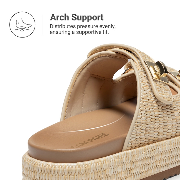 Women’s Adjustable Strap Chunky Platform Sandals - NATURAL - 6