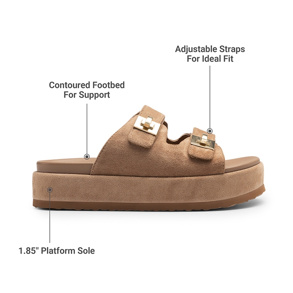 Women’s Adjustable Strap Chunky Platform Sandals - BROWN - 3