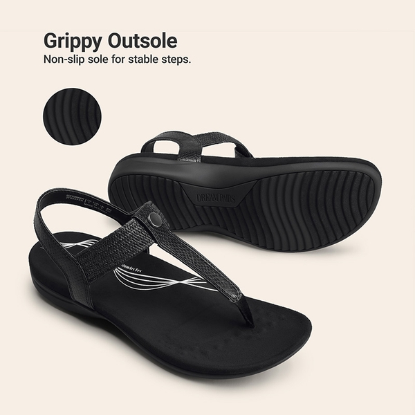 Women’s Orthopedic Arch Support Sandals - ALL BLACK - 5