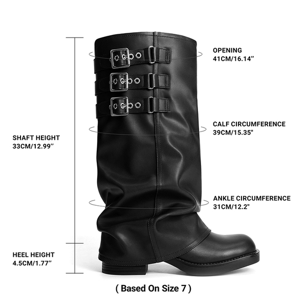 Women’s Knee-High Moto Boots - BLACK - 3