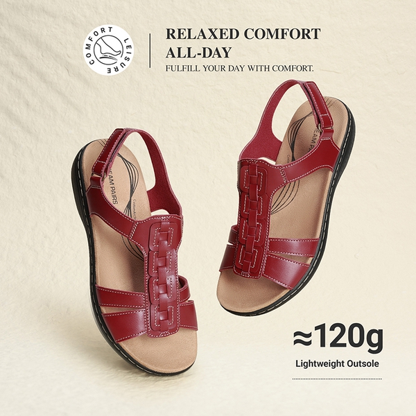 Women’s Lightweight Flat Sandals with Arch Support - RED - 5