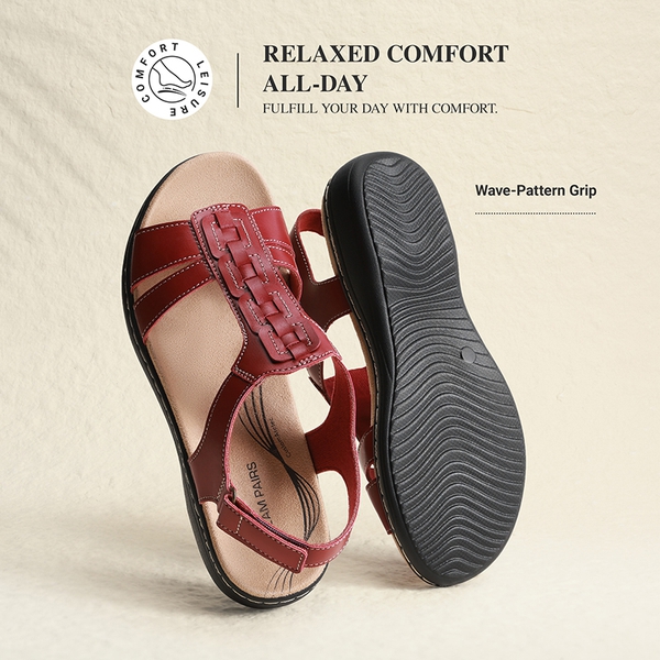 Women’s Lightweight Flat Sandals with Arch Support - RED - 6