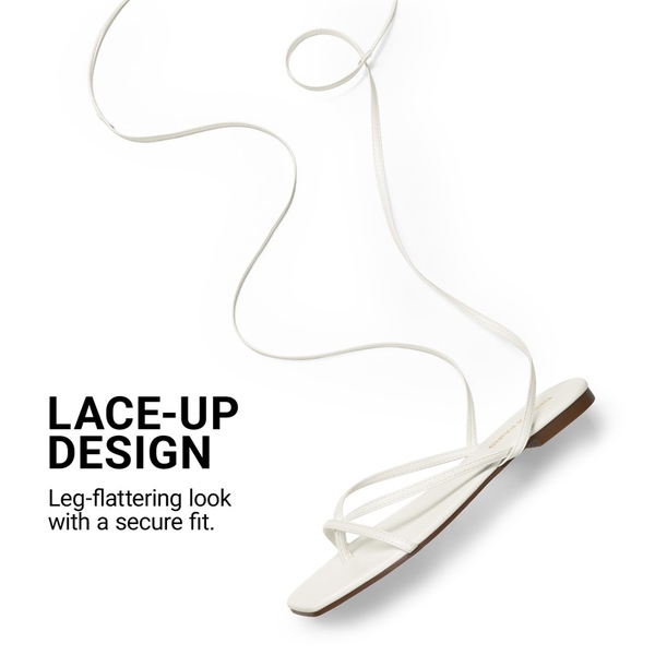 Women’s Lace-up Strappy Gladiator Sandals - WHITE - 5