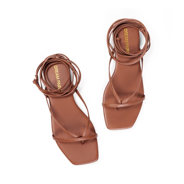 Women’s Lace-up Strappy Gladiator Sandals - BROWN - 4