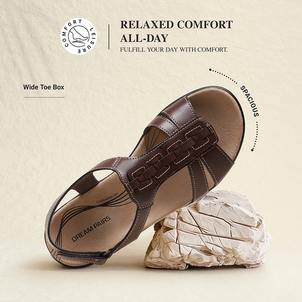 Women’s Lightweight Flat Sandals with Arch Support - BROWN - 4