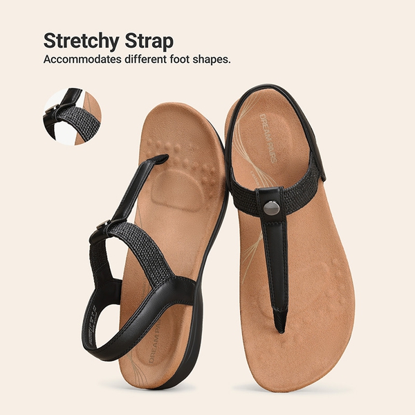 Women’s Orthopedic Arch Support Sandals - BLACK - 6