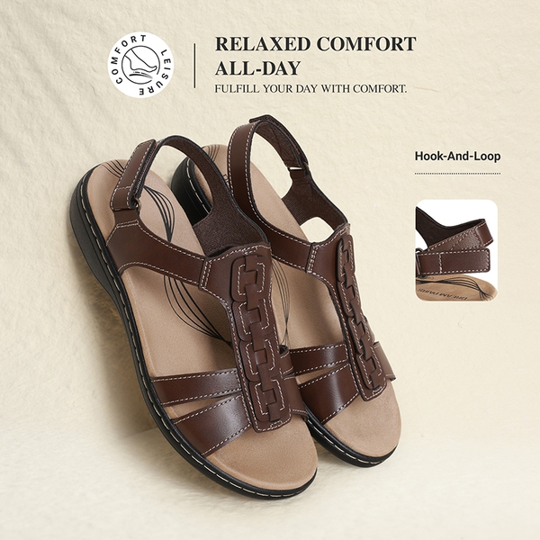 Women’s Lightweight Flat Sandals with Arch Support - BROWN - 3