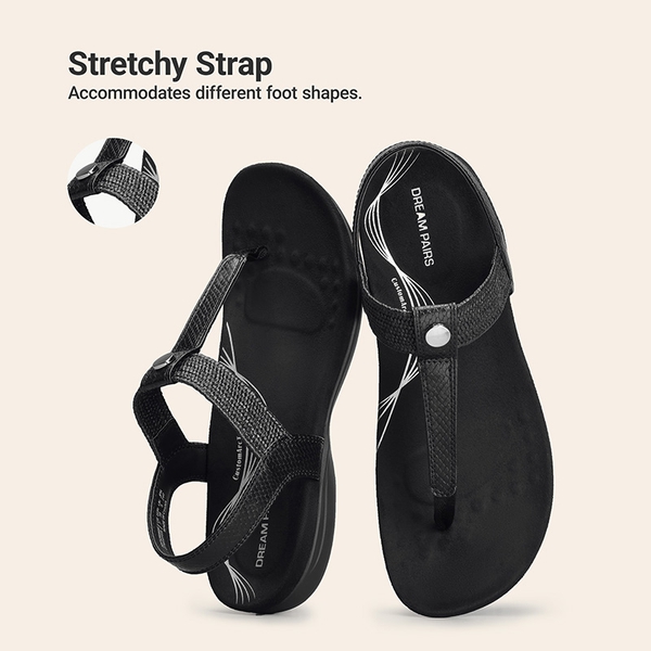 Women’s Orthopedic Arch Support Sandals - ALL BLACK - 6