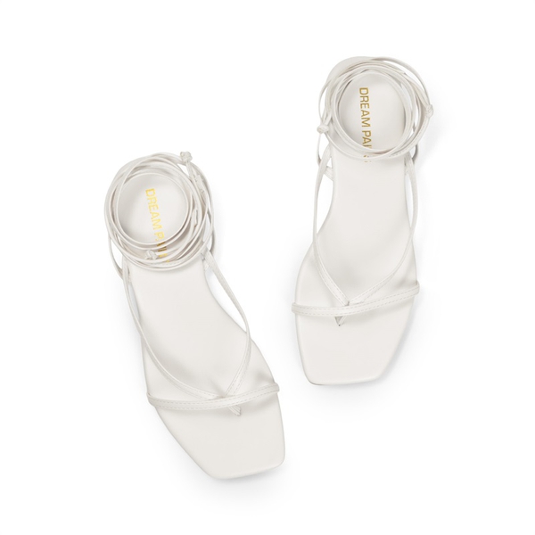 Women’s Lace-up Strappy Gladiator Sandals - WHITE - 4